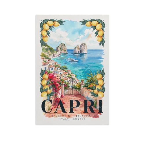 Capri poster aquarelle vintage 60 x 90 cm de style impressioniste