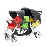 Familidoo H3E 3 Seat Baby Stroller - Tandem Daycare Triple Stroller with 5 Point Safety Harness - for Infants & Toddlers 0-3 Years - Lightweight & Foldable - All Reclining Seats
