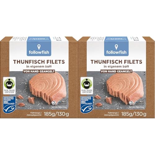 followfish MSC Thunfisch Filets im eigenen Saft, 185 g (Packung mit 2)