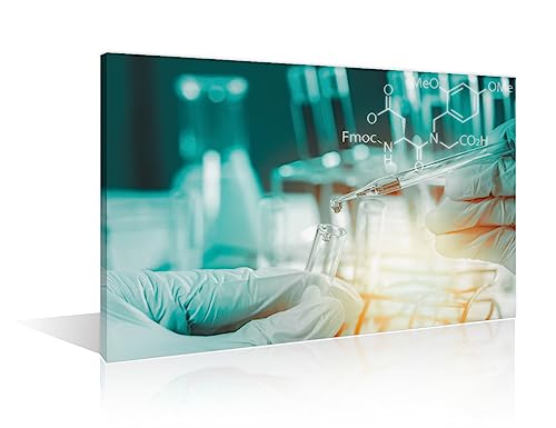 Image of Clinical Laboratory Artwork Canvas Wall Art Scientist Hand Holding Test Tubes Laboratory Research Painting Bedroom Living Room 1 Pieces Wall Decor for Living Room Framed Ready to Hang , 24 inchWx36 inchH