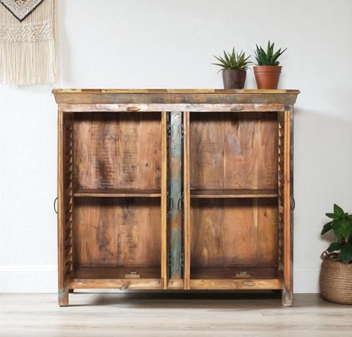 Image of The Attic Alabama Sideboard, Multipurpose Cabinet for Kitchen and Living Room Storage, Crockery Storage, Solid Reclaimed Wood Marvel, Multicolor Matte Finish