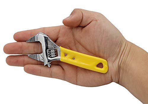 Image of Extra Slim Jaw 4-Inch Adjustable Wrench, Silver, High Carbon Steel