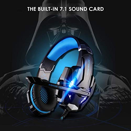 WHSS Gaming Headset, Wired Stereo Ruisonderdrukking Over Ear Hoofdtelefoon Met Microfoon LED Light For For PS4, XBOX 360, XBOX ONE, Computer, Mobiele Telefoon, Computer Game (rood/Blauw) - Afbeelding 6