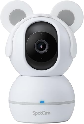 SpotCam BabyCam Cámara de seguridad inalámbrica para monitoreo de bebés, 1080P, visión nocturna, canciones de cuna y ruido blanco, conversación