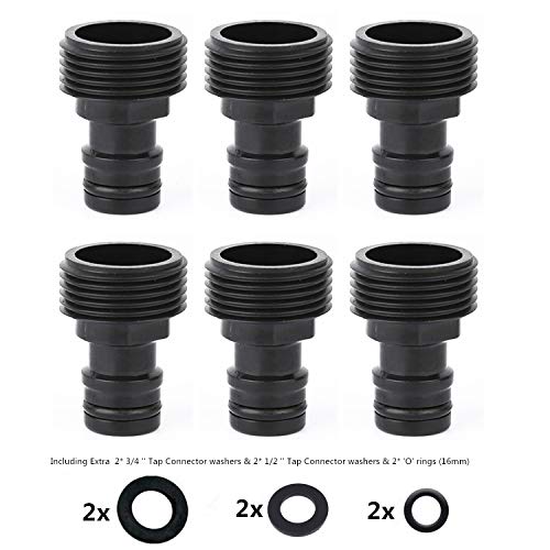 3/4 Inch Hose Connectors, 6 x Thread Water Tap Hose Adapter 3/4 Inch Male Hose Pipe Connector Adapter for Irrigation Devices with Internal Thread 26.5mm (G3/4")