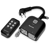 Syantek Outdoor Wireless Remote Control Outlet Indoor 2-in-1 Outlet Switch Weatherproof Power Strip Heavy Duty Energy Plug, 15A, Dual 3-Prong, 100FT, Multi-Device, FCC Listed