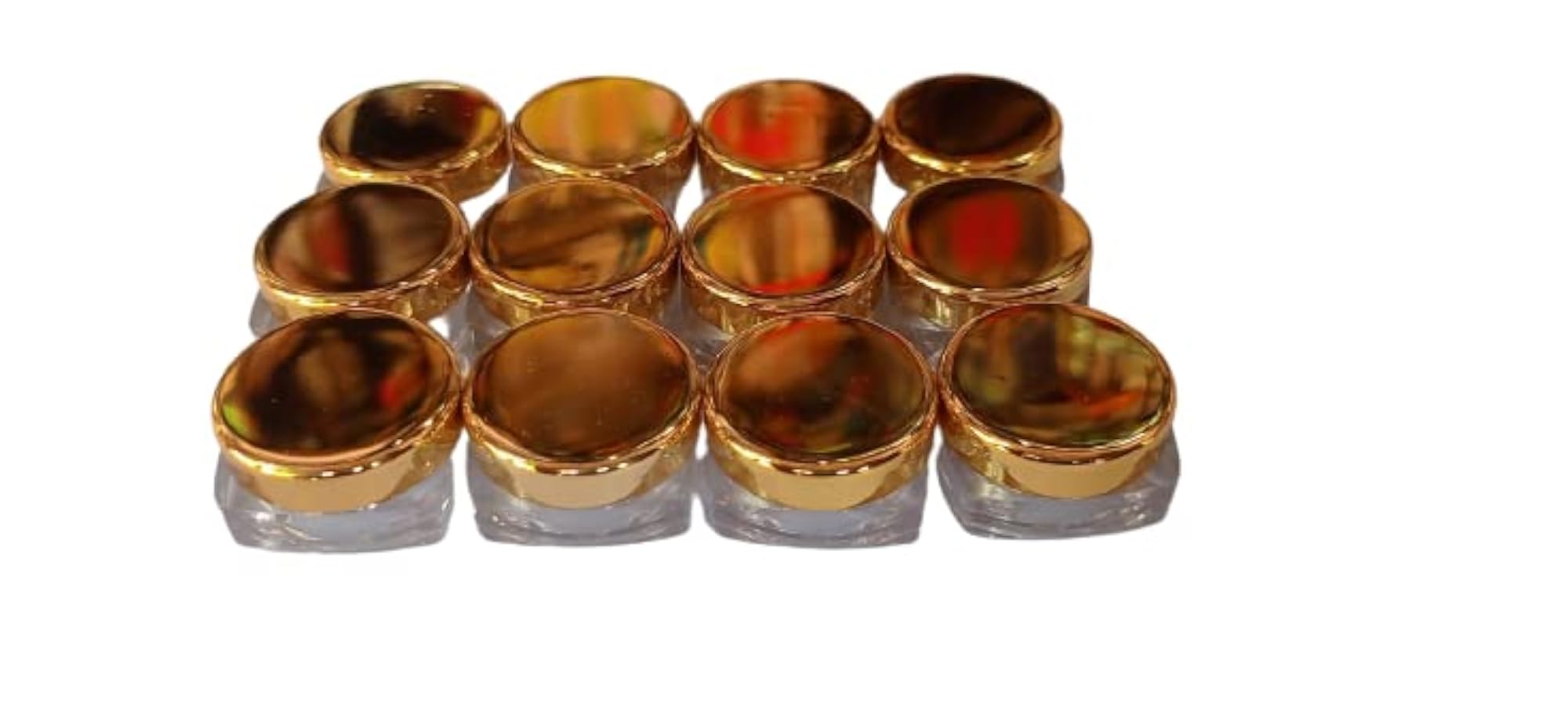 5 Gram Gold Cap Transparent Square Base Cosmetic Jars, Pack of 24