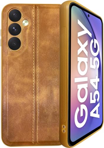 Image of A rtistque Premium Thread Leather Back Cover Case for Samsung Galaxy A24 | Drop Protection | Smooth Grip | Raised Camera Edges | Samsung A24 Back Cover - Brown