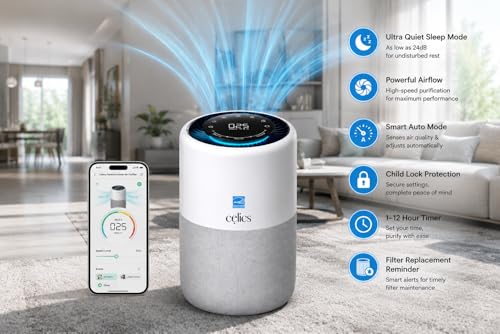 Image of PureOne Air Purifier for Home & Bedroom | Covers Up to 1050 Sq Ft | True HEPA H13 Filter | Smart WiFi App Control | Alexa & Google | PM2.5 AQI Display | Removes Dust, Smoke, Pollen & Pet Dander