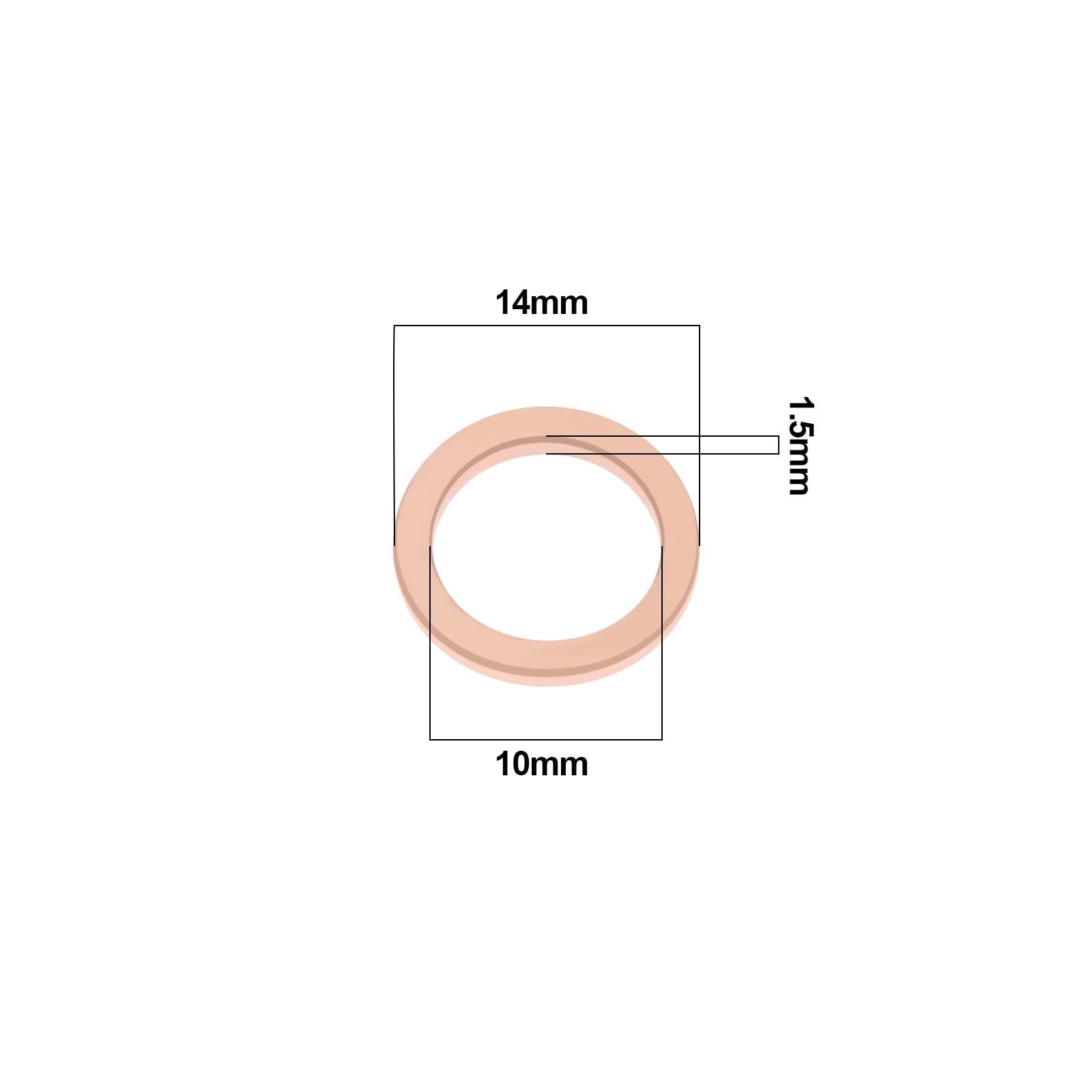 eMagTech 60PCS Copper Sealing Gasket Flat Washer Inner Diameter 10mm Outer Diameter 14mm Thickness 1.5mm for Motorcycles Bicycles Automobiles - Image 4