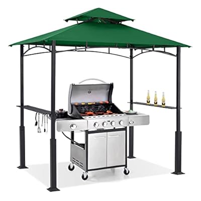 ABCCANOPY 8'x 5' Grill Gazebo Canopy - Outdoor BBQ Gazebo Shelter with LED Light, Patio Canopy Tent for Barbecue and Picnic (Forest Green)