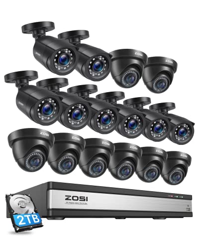 Image of ZOSI CCTV Camera System AI Human/Vehicle Detect, 16Pcs 2MP Security Cameras