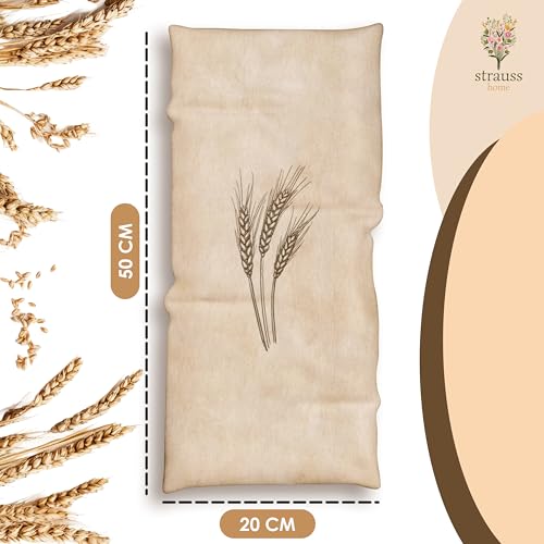 Strauss Home® Körnerkissen groß – Mikrowellengeeignetes Wärmekissen gegen Verspannungen in Nacken, Schultern und Rücken – natürliche Weizenkörner – 20x50 cm