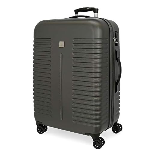 Roll Road India Maleta Mediana Gris 48x70x27 cms Rígida ABS Cierre combinación 75L 3,7Kgs 4 Ruedas Dobles Extensible