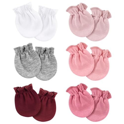 AQOKKA Newborn Baby Mittens No Scratch Cotton Elastic Wrist Gloves Infant Toddler Mittens for Baby Boy Girl 0-6 Months