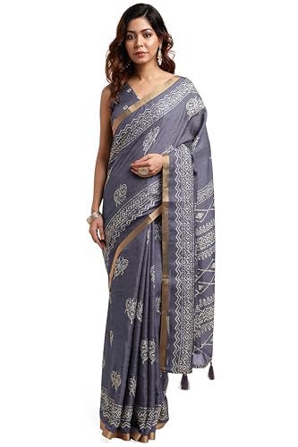 Image of MIRCHI FASHION Saree for Woman Cotton Blend Geometric Printed | Polished Professional Office Wear and Regular Daily Sari with Blouse Piece