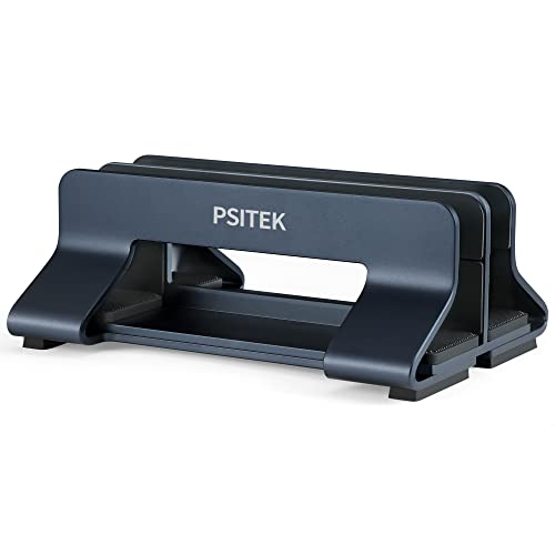 image for Psitek Aluminum Dual Vertical Laptop Stand Dock Holder, Space-Saving U