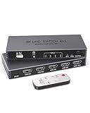 【8K HDMI 2.1 Switch 4 in 1 Out】 Tired of constantly plugging and unplugging HDMI cables from your TV? This HDMI Switch 4 in 1 Out is your ultimate solution! It allows you to connect up to four HDMI devices—like your PS5/PS4, Xbox, Switch, Blu-ray pla...