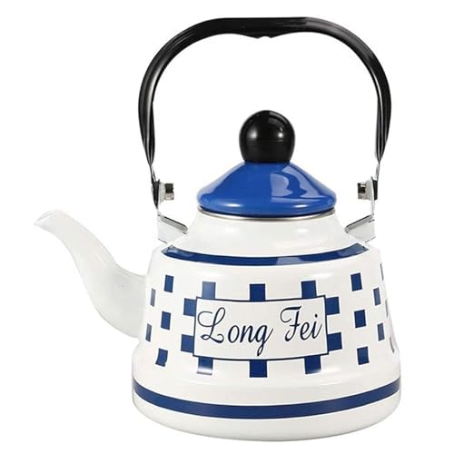 Camping Kettle Enamel-Coated, Lightweight Outdoor Boiling Pot for Backpacking, Hiking & Campfire Use(Blue,2.5L)
