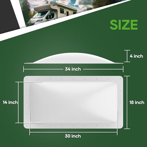 Image of RVGUARD RV Skylight Replacement, 18 inch x 34 inch Outer Dimension Skylight Fits All Standard 14 inch x 30 inch Openings, RV Skylight for Camper Trailer Fifth Wheel Truck, UV Resistant, Impact Resistant, White