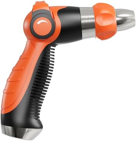 Diivoo Garden Hose Nozzle with Zinc Alloy Spray, Stepless Adjustable High Pressure Hose Nozzle Patterns & Heavy Duty Metal Hose Nozzle, for Garden Plants Watering, Car & Pets Showering