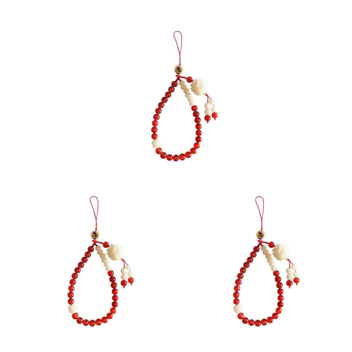 Tofficu Cadena para Teléfono Móvil de Natural para Mujeres Correa Decorativa de Diseño Vintage Rojo y Blanco para Mantener Seguro Móvil