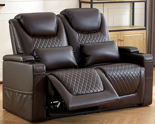 AZXZCS 61' RV Loveseat Recliner Sofa, Home Theater Seating with 3 Arms and 2 Pillows, Wall Hugger...