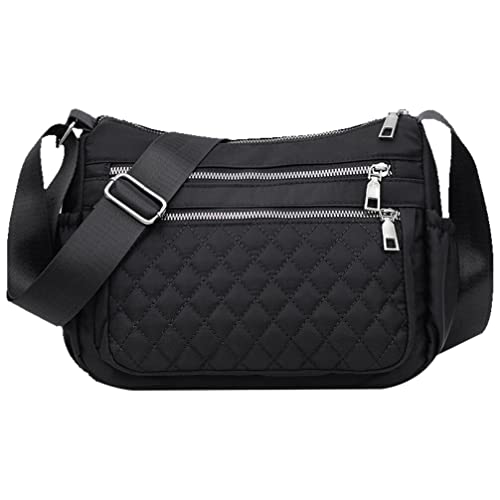 IWOWHERO Fashionable Square Shoulder Crossbody Bag for Women Decorative Canvas Purse Multi-Purpose Handbags Adjustable Strap Black