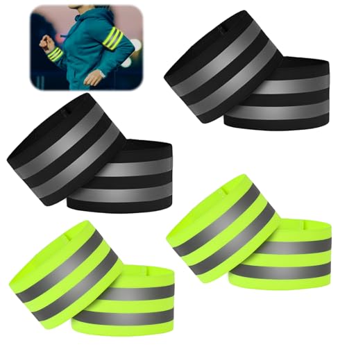 8 Piezas Brazaletes Reflectantes de Seguridad de Alta Visibilidad,Banda de Seguridad Reflectoras, con Velcro,Resistente al Desgaste,Bandas Reflectoras Elásticas,para Correr,Ciclismo,Escalada,Pasear