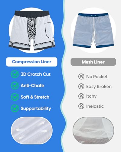 Image of maamgic 2 in 1 Mens Swim Trunks 7 Inch Swim Shorts Swim Suits Board Shorts