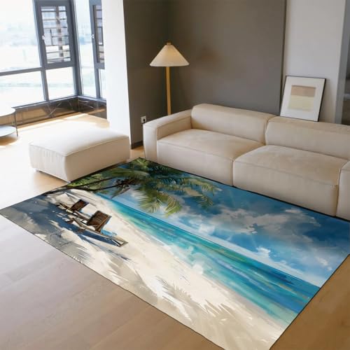 Tapis de décoration esthétique moderne Ocean Beach haute densité - 2