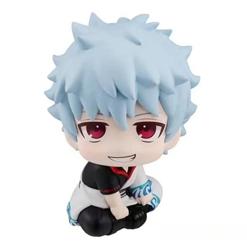 Anime 10cm Gintama Figurines - Gintoki Sakata Toshiro Hijikata Kagura Shinpachi Shimura Decorative Collectible Car Adult Figurines for Gintama Anime Manga Fans (Gintoki Sakata 10cm)
