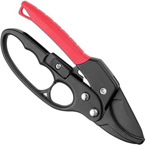 EcoEarth Heavy-Duty Garden Pruning Shears, Handheld Red Gardening Pruners for Accurate Plant Trimming, Sharp Blade Clippers w/a 3-Stage Ratchet Mechanism for Enhanced Cutting Performance Cover