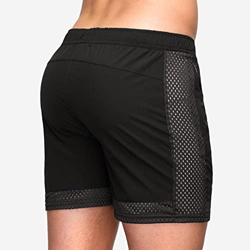 Mens Zomer Sneldrogende Mode Elastische Mesh Eenvoudige Strand Effen Kleur Casual Shorts Broek Trekkoord Basketbal Shorts Huis Slaapkamer - Afbeelding 3