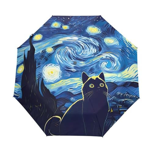 Parapluie chat bleu nuit GAIREG automatique et léger pour femme