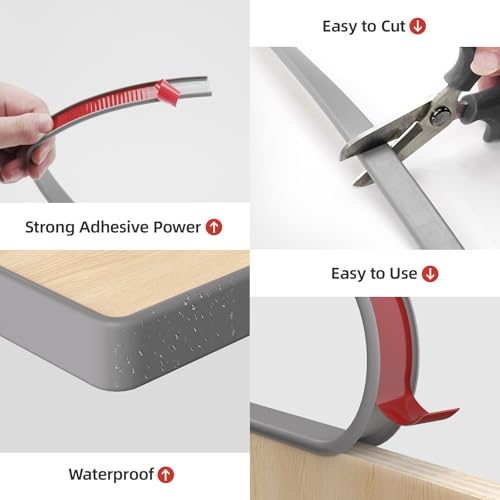U-Shape Edge Banding, 0.6 inch x 20ft Edge TPE Self Adhesive Veneer Edging Trim Flexible Edge Protector, Strip for Countertop Cabinets Table Restoration Shelves, Grey - Image 6
