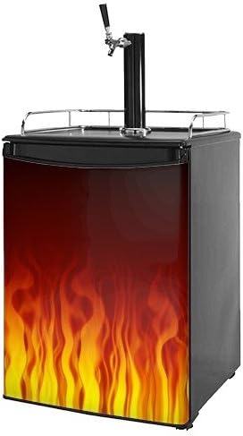 Kegerator Skin - Fire Flames on Black (fits Medium Sized Dorm Fridge and kegerators)