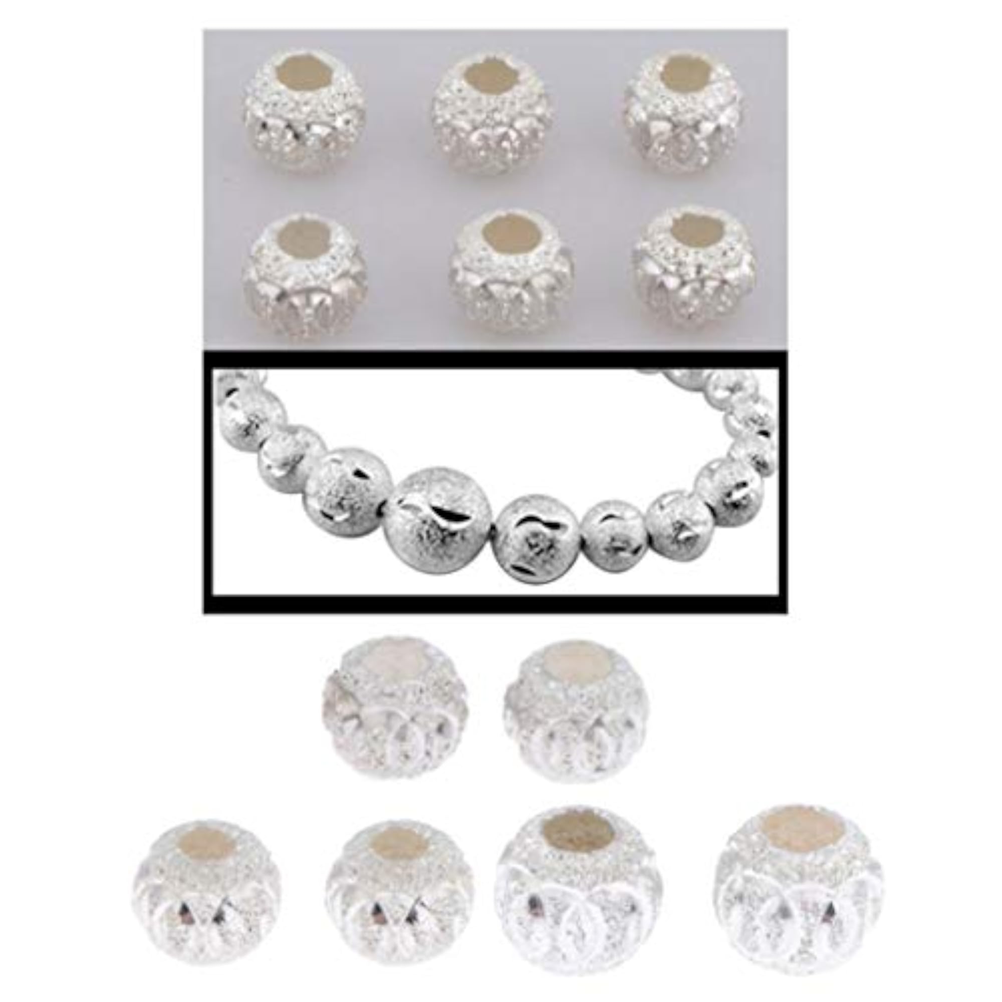 925 Silver Large Hole Loose Spacer Bead for DIY Jewelry Making