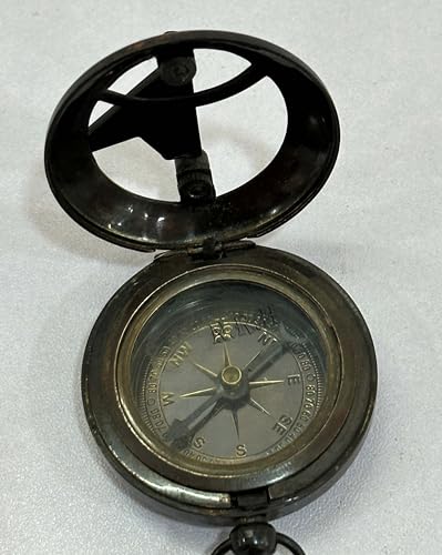 Brújula náutica de latón con botón pulsador, para navegación marina, bolsillo, exterior, camping, senderismo, caza, supervivencia, herramientas miniatura 5