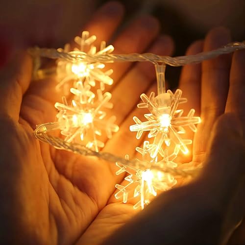 XERGY Plastic Snow Fake String Fairy 14 Led Lights Outdoor and Indoor for Home Decoration Light, Diwali Lights & Christmas, Party (Warm White, Corded Electric, 3 Meters)