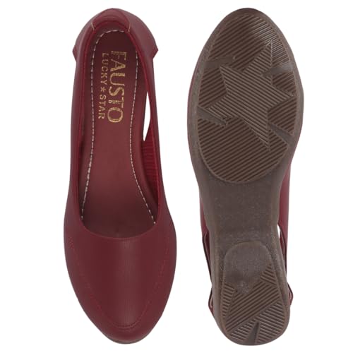 Image of FAUSTO Women Stylish Backless Casual Ballets | Low Heel Cut-Out Slip-On Ballerinas | Comfortable Walking Flats Sandals | Memory Cusion Insole