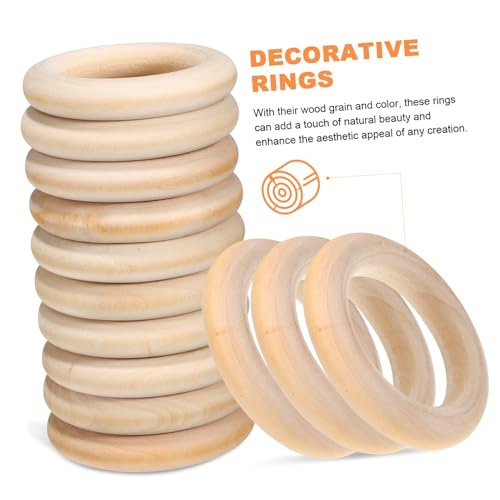 Macramé Bois Brut Ensemble Décoratif 10 Tailles Anneaux Naturels Premium
