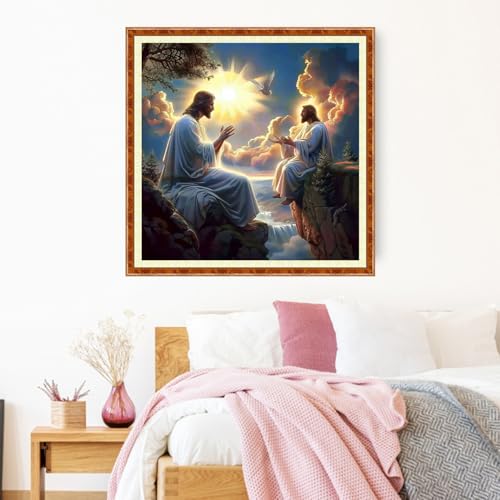 Image of Joyhoor Stamped Cross Stitch Kits for Beginners Needlepoint Kits for Adults Embroidery Kits 11CT Counted Cross Stitch Kits Printed Embroidery Pattern-Sermon on the Mount 18x18 inch