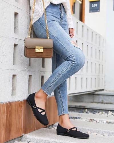 Women's Mary Jane Flats Shoes Ballet Flats with Buckle Strap Soft Work Dress Ballerina Walking Shoes4