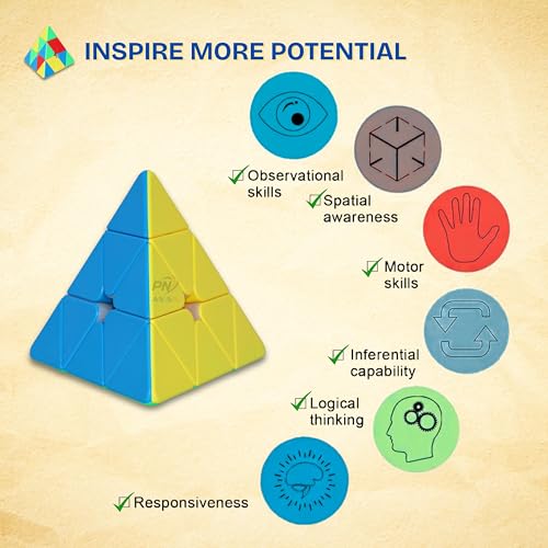 Image of MoYu Meilong Professional Speed Cube, Stickerless Magic Puzzle Cube with Instructions (Pyraminx)