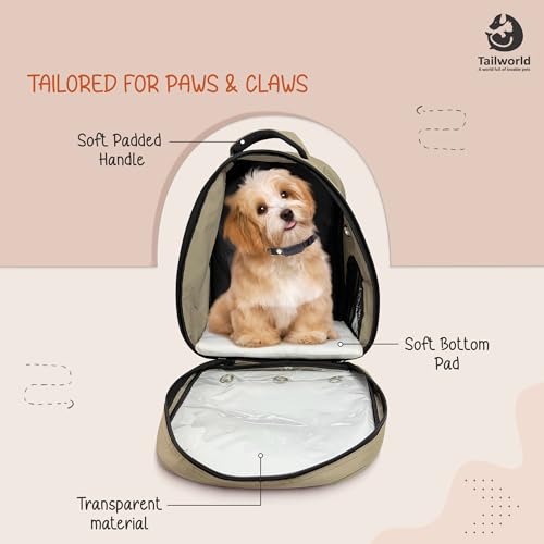 Image of Portable Pet Carrier Backpack for Cats & Small Dogs - Transparent Window, 9 Air Vents, Breathable Mesh, Built-in Safety Leash, Lightweight Travel Bag for Outdoor & Travel (Beige)