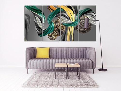 Décoration murale extra large pour salon moderne, triptyque de cadres abstraits vert