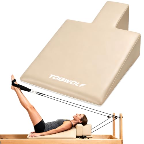 TOBWOLF 13.5° Pilates Wedge for Reformer, Beige Non-Slip Foam Cushion