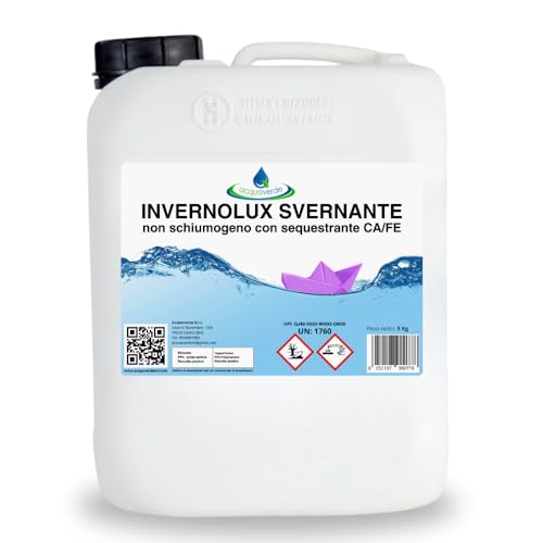 acquaverde | Invernolux Svernante Liquido per Piscina, 5 kg - Mantenimento Invernale PREMIUM per l' Acqua di Piscine, non schiumogeno: Antibatterico, Antialghe con Sequestrante Calcare e Metalli