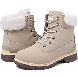 Winter Boots for Women Snow Boots Waterproof Fur Lined Warm Hiking Boots Ladies Lace Up Walking Boots Anti-Slip Lightweight Outdoor Ankle Boots